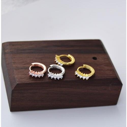 925 sterling silver earring fashion small round zircon flower ear ring ear bone Wild trend cute personality woman girl ear jewel