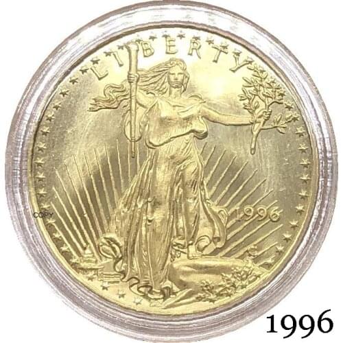 United States Of America Eagle Gold BUllion Brass Metal coins $25 Half Ounce 25 Dollars 1996 Liberty Fine In God We Trust Coin