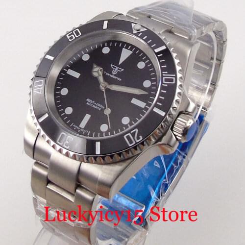 Tandorio Brand 200MWaterproof Mechancial Men Watch Sapphire Glass No Cyclop Brushed Strap NH35A MIYOTA 8215 Ceramic Insert