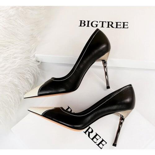 BIGTREE Metal Thin Heel High Heels Pumps Women Shoes 2021 Sexy Pointed Toe Fashion Wedding Shoes Ladies Stiletto Women Heels