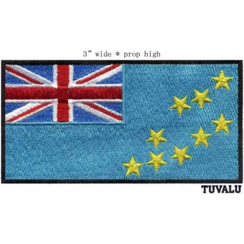 High quanlity TUVALU embroidery flag iron on patch 3" wide black border