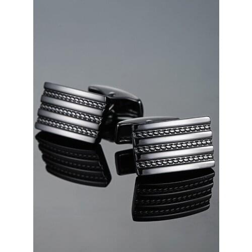 French Shirt Fashion Cufflinks for Mens Brand Cuff links Buttons square black Classic High Quality 2018 New Arrival Jewelry