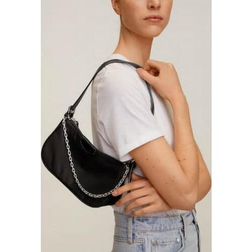 Women bag Nylon Baguette Fashion Solid Zipper Soft Chains shoulder bag pures and handbag simple style luxury