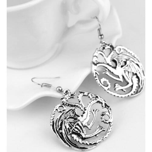 Female Popular Daenerys Dragon Drop Earrings With Black Punk Dragon Round Shape Personality Earring Jewelry -15