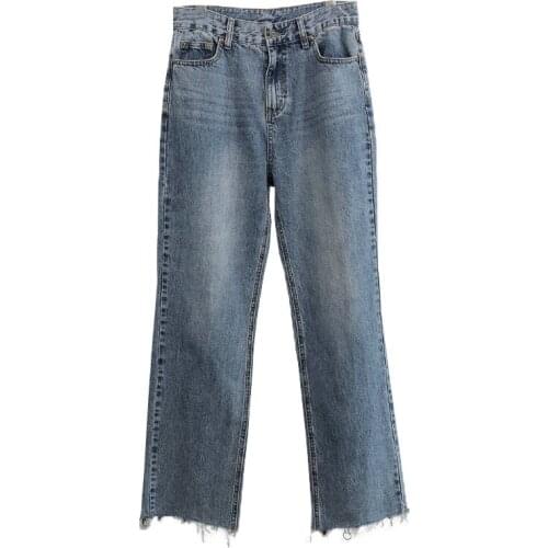 2021 New Summer Fashion Ladies Jeans Loose High Quality Women Trousers Solid Color Cotton Casual Elegant Female Bottoms T206