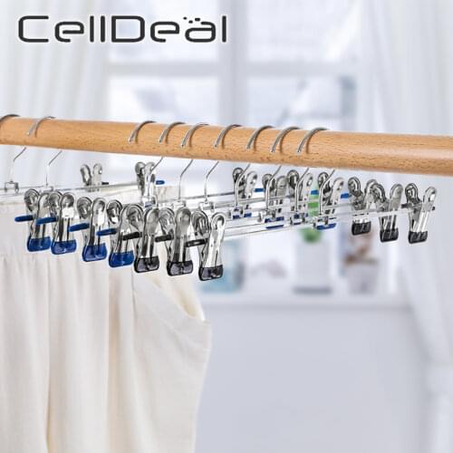 1/10/20 Pcs Anti-Slip Stainless Steel Trouser Hangers Coat Hangers Skirt Clip Garment Clothes Hanger Trousers Rack Clip
