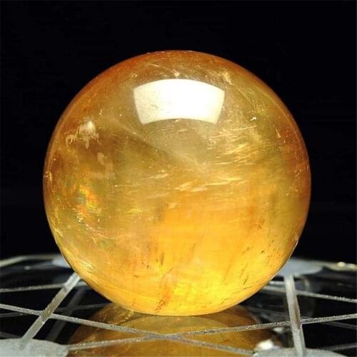 1pcs 40mm Natural Citrine Quartz Crystal Sphere Ball Healing Gemstone Childrens Holiday Gift Home Decor Ornament Crystal Ball