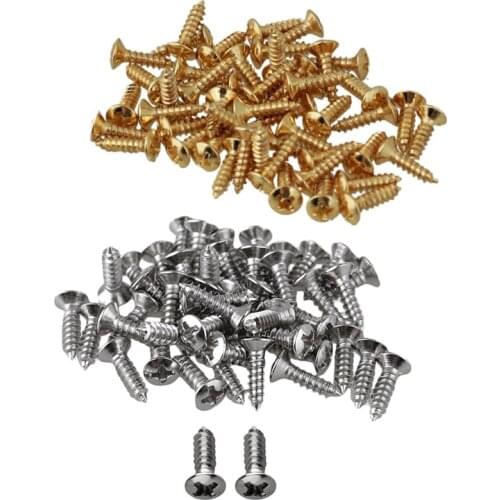 100 Pcs Guitar Bass Screws Parts for Scratchplates Pickguard, 50 Pcs Silver Color & 50 Pcs Gold