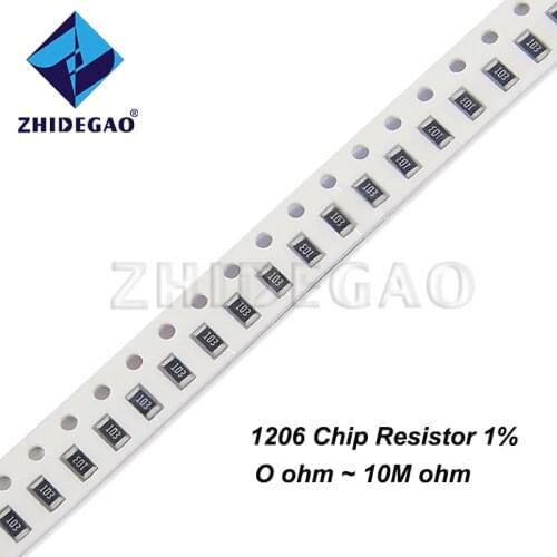 200PCS 1206 Resistor SMD Accuracy 1% 0 ohm ~ 10M ohm 1K 2.2K 4.7K 10K 100K 1R 10R 100R 150R 220R 330R 1M 10M ZHIDEGAO