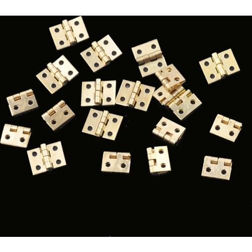 30pcs Cabinet Door Hinges With Nails Brass Plated Mini Hinge Small Decorative Jewelry Wooden Box Furniture Accessories 8mm*10mm