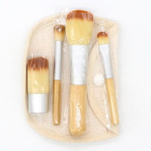 4pcs/Set Small Makeup Brushes Bamboo Cosmetic Face Foundation Power Eyeshadow Blush Make Up Brush Kit Maquiagem with Bag
