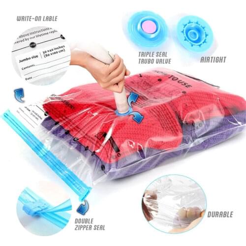 Home Mattress Space Saver Reusable Vacuum Compressed Storage Bags Set Large Vacuum Storage Bags For Clothes With Pump