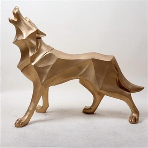 ABSTRACT TOTEM WOLF DOG STATUE GEOMETRIC RESIN SCULPTURE FURNISHING HOME DECOR ACCESSORIES MODERN ORNAMENT GIFTS CRAFTS A1658