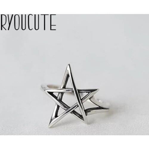 Bohemian Vintage Silver Color David Star Rings For Women Gifts Girls Open Retro Antique Rings Wedding Jewelry