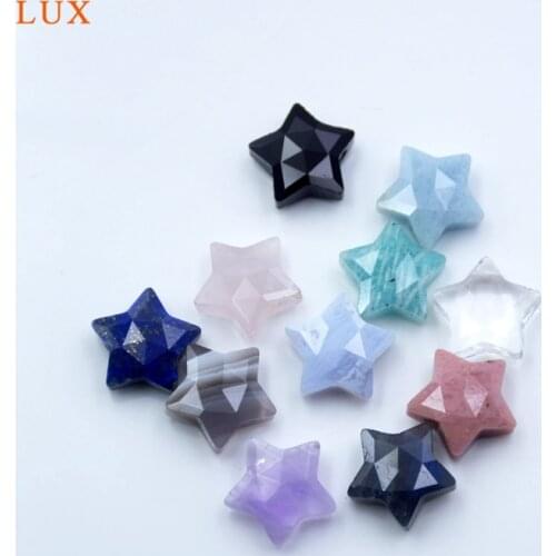 Natural gemstone star bead Faceted rose quartzs amazonite amethysts black agates white crystal beads for jewelry DIY making