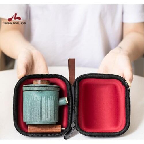 Tea Set Ceramic Teapot With 3 Tea Cups A Tea Sets Chinese Kungfu Travel Tea Set Drinkware