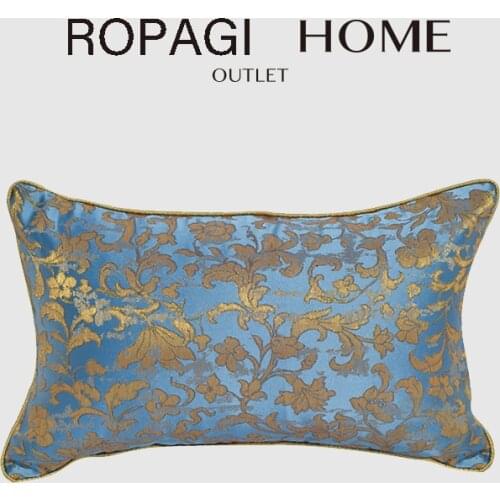 European Cushion Cover Satin Gold Jacquard Retro Lumbar Pillowcase For Sofa Chair Bedroom Living Room Fall Decor Free Shipping