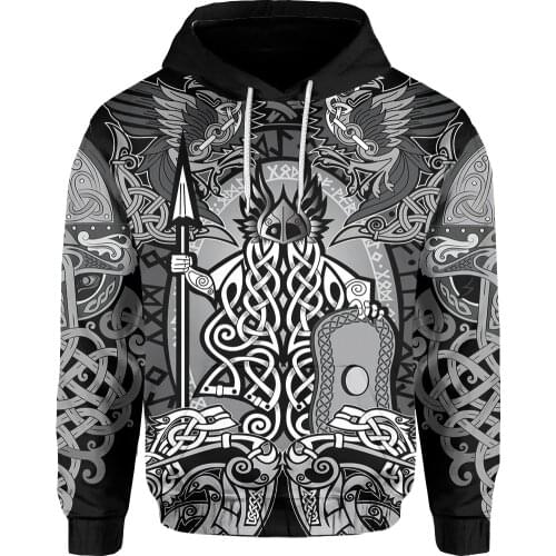X-Safala Viking Helm of Awe Raven Odin 3D All Printed Hoodie Man Women Harajuku Outwear Zipper Pullover Sweatshirt Casual Jacket