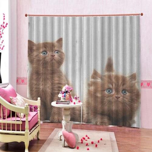 Customized size Luxury Blackout 3D Window Curtains For Living Room animal cat curtains for children room Drapes Decor