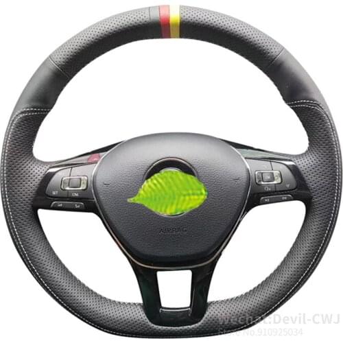 Alcantara leather is suitable for Volkswagen Passat Tiguan L steering wheel cover hand-sewn grip cover 2016-2021 car interior