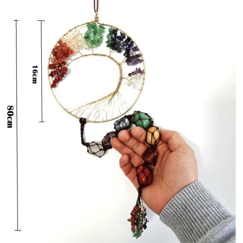 Huge Size 80cm Chakra Energy Pendant Wrap Tree of Life Natural Stone Healing Yoga Decoration Meditation Pendulum Free Shipping