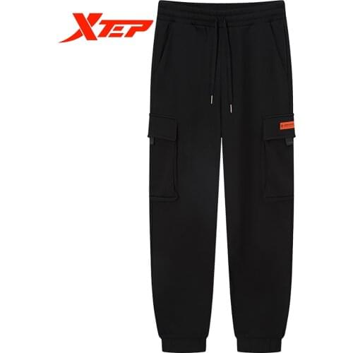 Xtep MenS Trousers 2020 Autumn And Winter New MenS Pants Plus Velvet Loose-Fit Overalls Sweatpants 880429630078