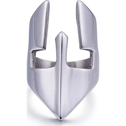 Domineering masks ring titanium steel mens trade Sparta ring helmet Roman retro gladiator stainless steel