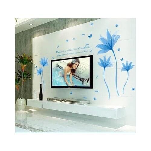 Sticker brand Pegatinas Sticker New Rushed Blue Dream Flower Can Remove Bedroom, Living Room Sofa Decorative Stickers In The