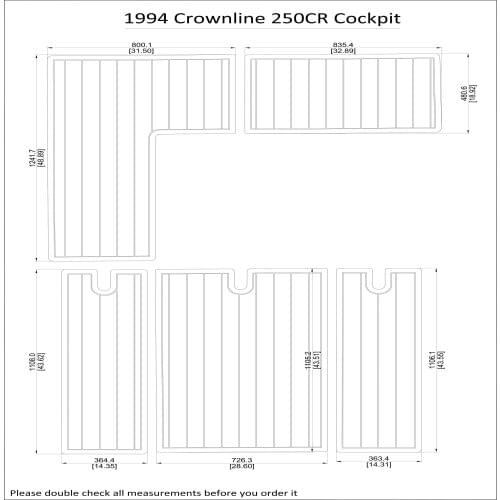 1994 Crownline 250CR Cockpit Pad Boat EVA Teak Decking 1/4" 6mm