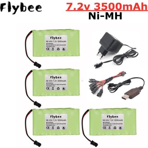 7.2v 3500mah Ni-MH AA rechargeable battery For Remote control electric toy boat car truck 7.2 V 3000 MAH SM plug with charger