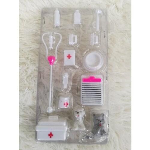 One Set Doll Accessories Toy medical kit Supplies Baby Toys Christmas gift Doll House Decoration Doll Pet Toys For barbie doll