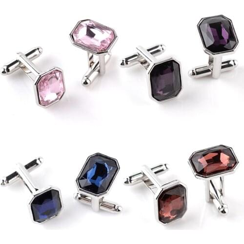 One Pair Male Cufflinks Fashion Wedding Party Ceremony High Quality Zircon Jewelry Shirts Accessories Square Crystal Cuff Links