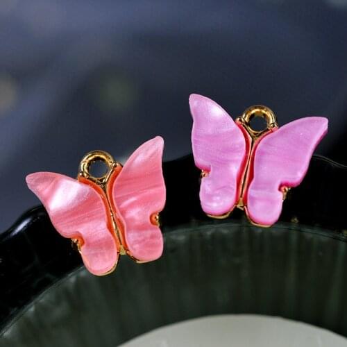 Peixin 12Pcs/lot Womens Colorful Acrylic Butterfly Accessories Wholesale DIY Jewelry Making Bracelet Necklace Earring Pendant