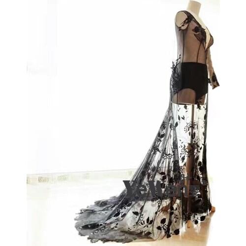 See Through Matenity Gown Photo Shoot Maternity Photography Props Lace Dresses Floor Length Lace Maternity Maxi Dress YEWEN