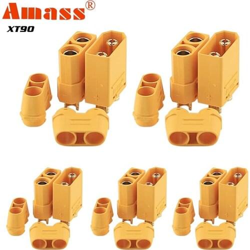 Amass10PCS XT90 connector 5 Pairs Amass XT90 connector XT90H Plug 4.5mm banana Male Female Adapter for RC Drone Car Lipo Battery