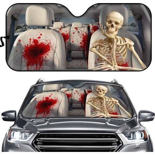Skeleton Horror Skull Windshield Sunshade Car Window Windscreen Cover Sun Shade Auto Sun Visor Car-covers Car Solar Protection