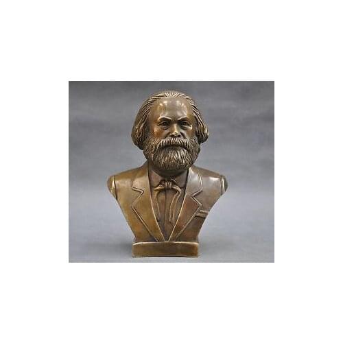 Old 7'' German Great Communist Carl portrait Marx Engels Lenin Stalin Marx Bust BRASS Statue decoration brass factory outlets