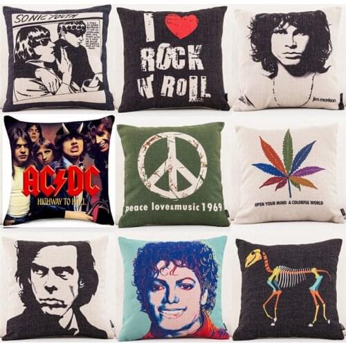 Super Star Peace & Love Music 1969 Cushion Cover Rock & Roll Pillow Case Home Decor Cushion Case Cojines Para Sofa Pillow Cover