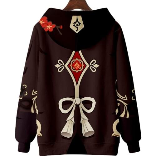 Genshin Impact Zip-up hoodie Hu Tao Cosplay 3D Sweatshirts Men Woman Hooded Casual Street Clothing Cartoon kids Pullovers