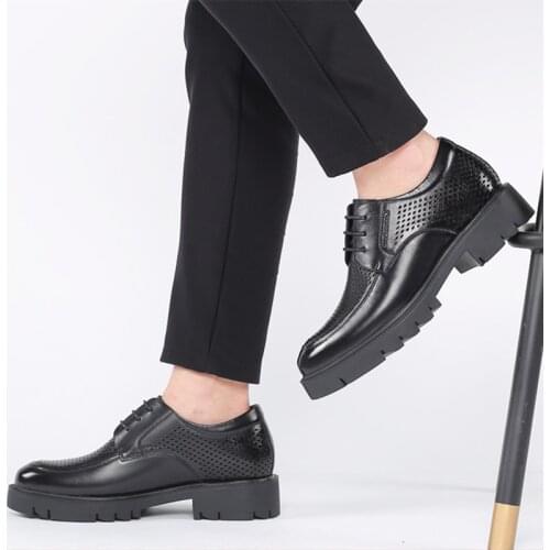 Oxford Heels 8/10CM Mens Formal Shoes Genuine Leather Dress Shoe Classic Men Shoes for Wedding Black Dress Men Party Shoes