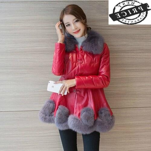 Fox Fur Collar Real Genuine Leather Jacket Autumn Winter Coat Women Clothes 2021 Korean Sheepskin Down Coat Female Tops ZT5aa3