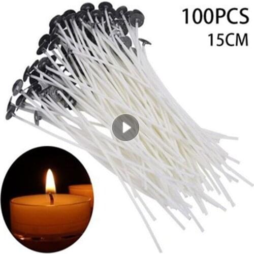 High Quality 100pcs/set Smokeless Wax Candle Wicks Pre Waxed Wicks For Candle Making Party Supplies Pure Cotton Candle Making