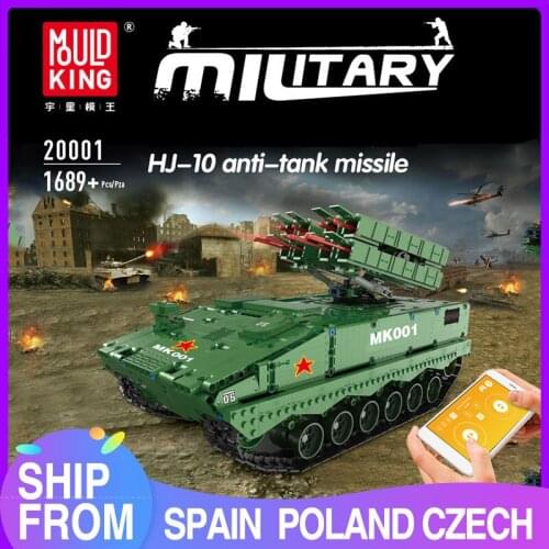 MOULD KING High-Tech 20001 Military Tank The HJ-10 Anti-Tank Missile RC Track Building Blocks Kids Birthday Gift