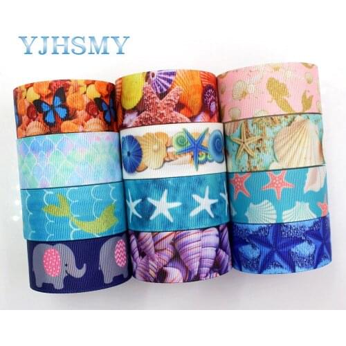 YJHSMY G-18925-1198,25 mm,5 yards Ocean series conch shell Ribbons Thermal transfer Printed grosgrain,DIY Clothing accessories