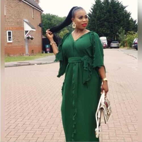 2020 new summer elegent style african women v-neck plus size long dress ladies clothes