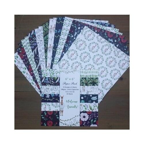 12 sheets Welcome Friends Cute Alpaca scrapbook origami paper DIY Card Making Handmade Home deco gift Background arts and crafts