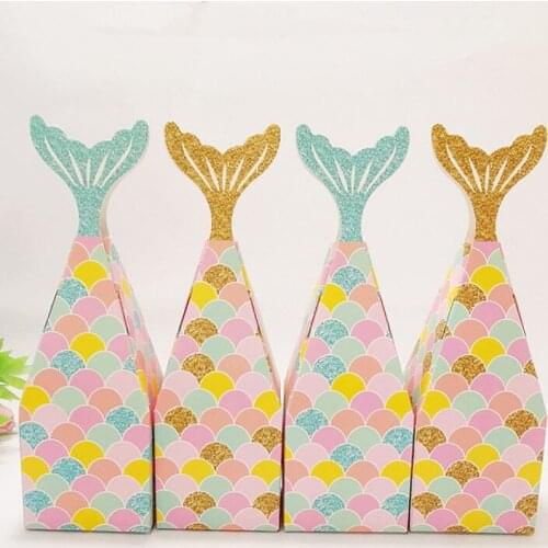 20Pcs Mermaid Tail Box Mermaid Candy Box Gift Package Boxes Treat Box for Children Birthdays Babies Under Decorations Supplies