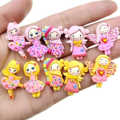 20pcs/lot DIY flat back resin cartoon angel girls for kids hair clips bows accessories resin cabochons accessories