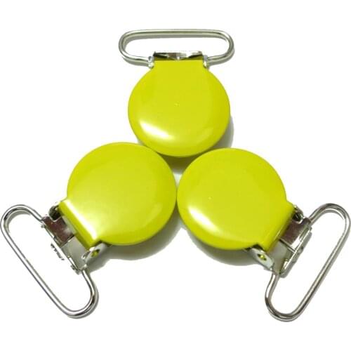 25pcs 1'' 25mm #03 Lemon Yellow Colored Enamel Round Shaped Suspender Clips