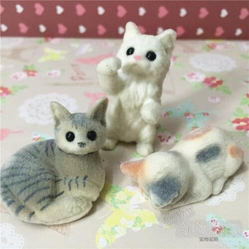 Flocking cat kitten simulation animal model mini toy 3pcs/set